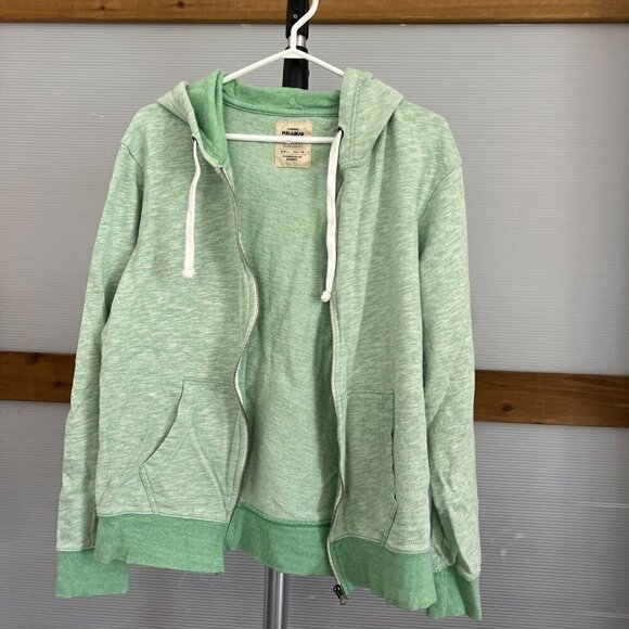 PULL & BEAR Heather Green White Zip Up Hoodie Sweat Jacket Sz L - Picture 9 of 13